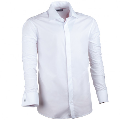 Nadmerná košeľa na manžetový gombík rovná biela Assante 31012