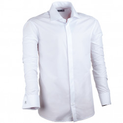 Predĺžená košeľa na manžetový gombík biela regular Assante 20008