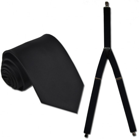 Traky a kravata čierna súprava Assante 501
