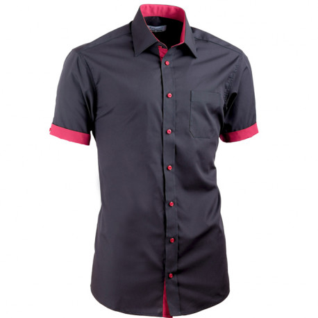 Čierna košeľa slim fit kombinovaná Aramgad 40141