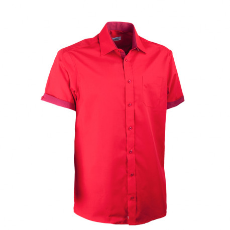 Červená pánska košeľa rovná s krátkym rukávom Aramgad 40337