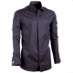 Predĺžená košele na manžetový gombík slim fit čierna Assante 20110