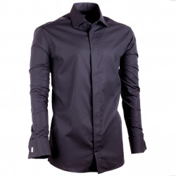 Predĺžená košele na manžetový gombík slim fit čierna Assante 20110