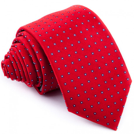 Červená kravata modré štvorčeky Greg 93198
