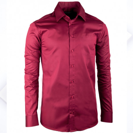 Extra predĺžená pánska košeľa slim fit vínovo červená Assante 20314
