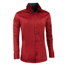 Tmavočervená pánska košeľa slim 100% bavlna non iron Assante 30388