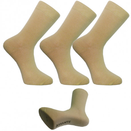 Multipack ponožky 3 páry béžovej antibakteriálne so striebrom Assante 730