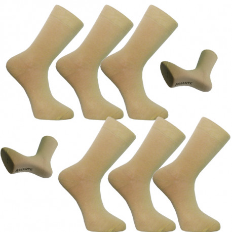 Multipack ponožky 6 párov béžovej antibakteriálne so striebrom Assante 731