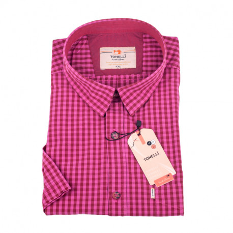 Ružová košeľa s drobnou červenou Kockou košeľaTonelli 110854